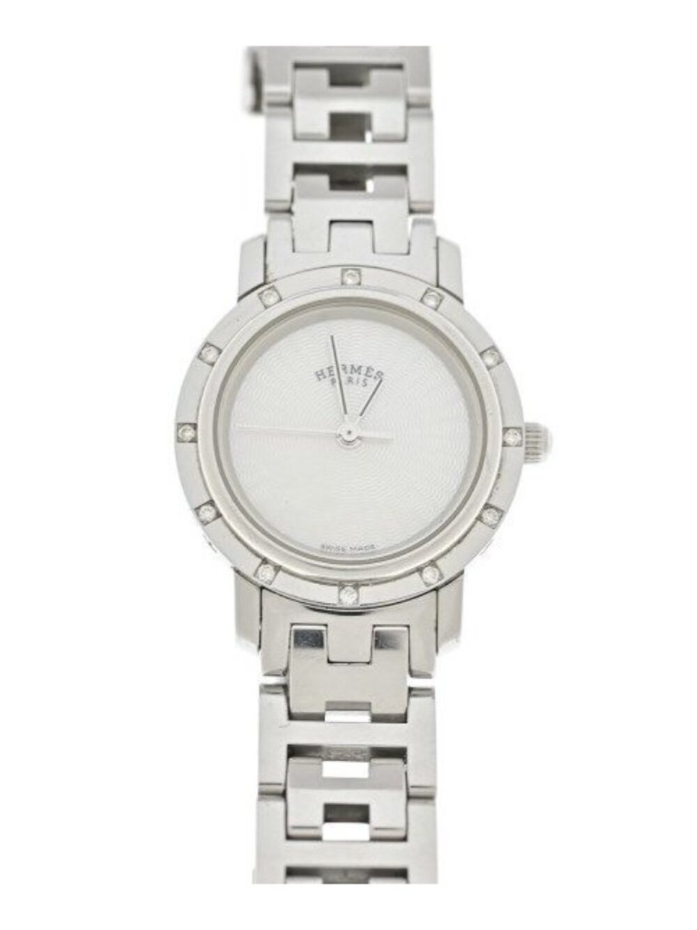 Hermes Clipper Nacre CL4.230 Diamond Quartz Watch Stainless Steel Shell